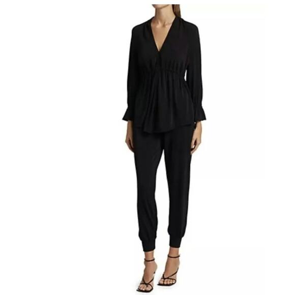 Cinq a cept black open front ruched waist hook top long sleeve Career Casual XS - Picture 2 of 9